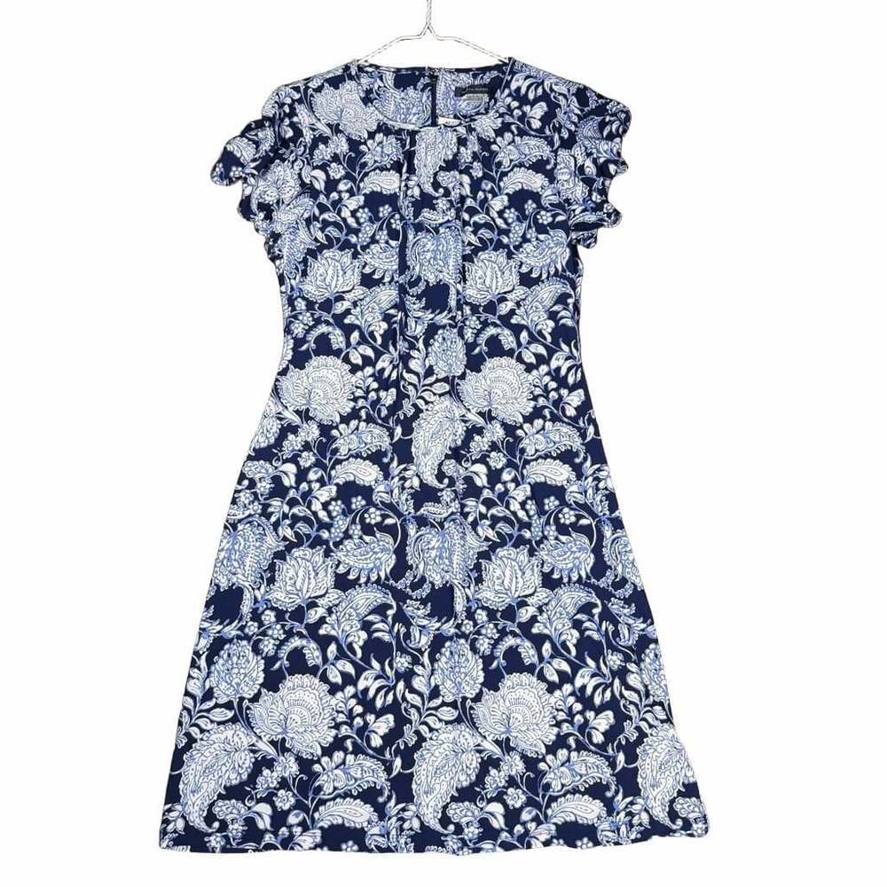 NWT Tommy Hilfiger Blue and White Floral Paisley Print Short Sleeve Dress Size 4